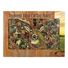 Tempered Glass Cutting Board - Deer in Woodland Camo