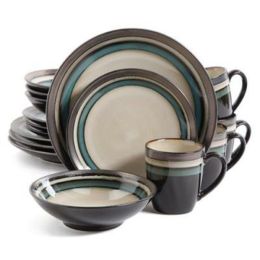 Gibson Elite Lewisville 16 Piece Dinnerware Set, Teal