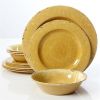 Gibson Studio Mauna Crackle-Look Golden Yellow Melamine 12 pc DW Set