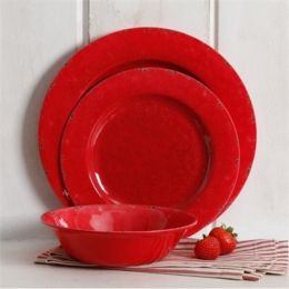 Studio California Mauna 12 Piece Melamine Dinnerware Set, Red