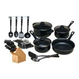 Gibson Home Kitchen 32 Piece Chef Du Jour Cookware Set, Black