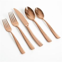 Gibson Elite Stonehenge 20 Piece Flatware Set, Rose Gold