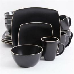 Gibson Home Soho Lounge Matte 16 Piece Dinnerware Set, Black