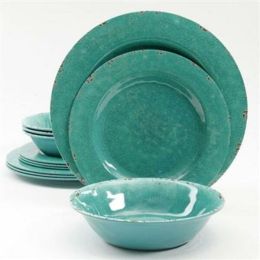 Gibson Studio Mauna Crackle-Look Green Melamine 12 pc DW Set