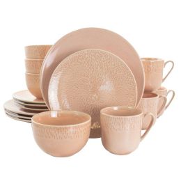 Laurie Gates Matisse 16 Piece Round Stoneware Dinnerware Set in Pink