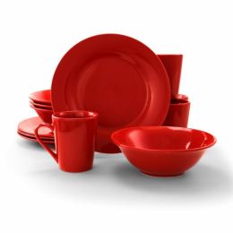 Gibson Home Carlton 12-Piece  Dinnerware Set in Red