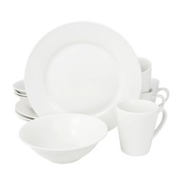 Gibson Home Noble Court 12 Piece Dinnerware Set in White