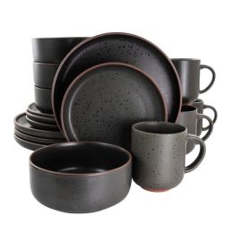 Gibson Elite 16 Piece Terracotta Dinnerware Set in Speckled Grey