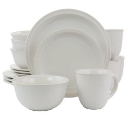 Gibson Home 16 Piece Siam Stoneware Dinnerware Set in White