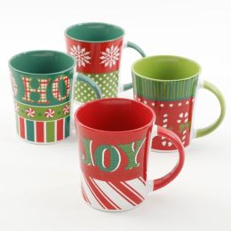 Gibson Home 4 Piece Holiday Wrap 15 Ounce Assorted Funky Mug Set