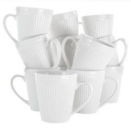 Elama Madeline 12 Piece Porcelain Mug Set in White