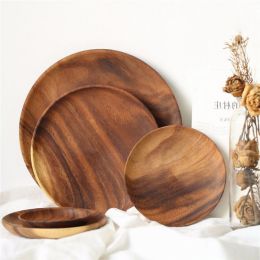 Solid Wood Round Plate Tray (Pack of 1)