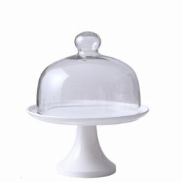 Tall Cake Tray With Lid Transparent Glass Cover (Pack of 1)