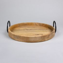 Mango Wood & Iron Tray (Pack of 1)