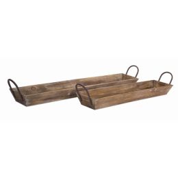 Wooden Tray with Handles (Set of 2) 28.75"L, 36.5"L Wood