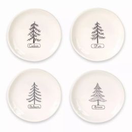 Tree Plate (Set of 4) 6.75"D Stoneware