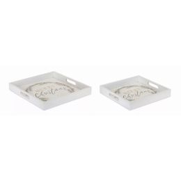 Christmas Tray (Set of 2) 13.5"L, 16"L MDF/Wood