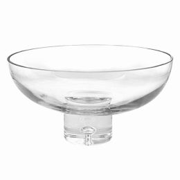 11" Mouth Blown Deep Pedestal Glass Centerpiece Bowl (Pack of 1)