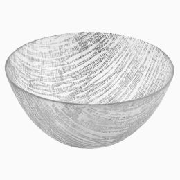 8" Hand Crafted Glass Silver Accent Salad or Serving Bowl (Pack of 1)
