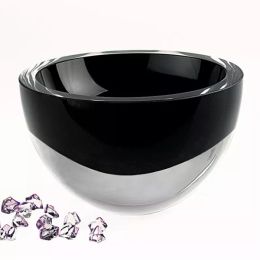 6" Mouth Blown Crystal European Made Lead Free Jet Black Bowl (Pack of 1)