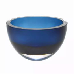 6" Mouth Blown European Made Lead Free Midnight Blue Crystal Bowl (Pack of 1)