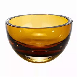 6" Mouth Blown European Made Lead Free Amber Crystal Bowl (Pack of 1)