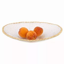 8" Hand decorated Oval Edge Gold Leaf Serving Bowl (Pack of 1)