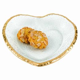 8" Mouth Blown Heart Edge Gold Leaf Plate (Pack of 1)