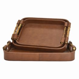 Plutus Brands Wood Tray in Colored Wood Set (Pack of Set of 3 )
