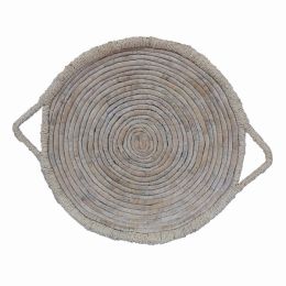 Plutus Brands Water Hyacinth Tray in White Natural Fiber (Pack of 1)