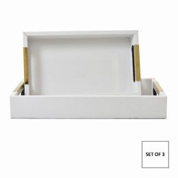 Plutus Brands Wood Tray Set (Pack of Set of 3)