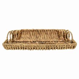 Plutus Brands Tray - Water Hyacinth in Brown Natural Fiber Set (Pack of Set of 3)