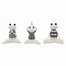 Plutus Brands Yoga Frog in White Resin Set of 3