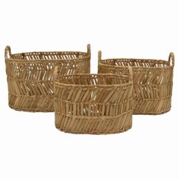 Plutus Brands Waterhyacin Basket in Brown Natural Fiber Set (Pack of Set of 3)