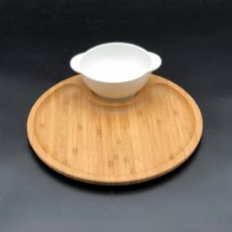 Bamboo and Fine Porcelain set for single serve soup or cereal or your favorite dessert (Pack of 1 Set of 2)