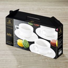 3 FL OZ | 90 ML COFFEE CUP & SAUCER SET OF 6 IN GIFT BOX
